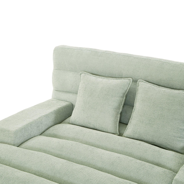 Green Chenille Chaise Lounge Sofa Bed with Adjustable Back & Smart RGB LED Lights - Fluent Trends