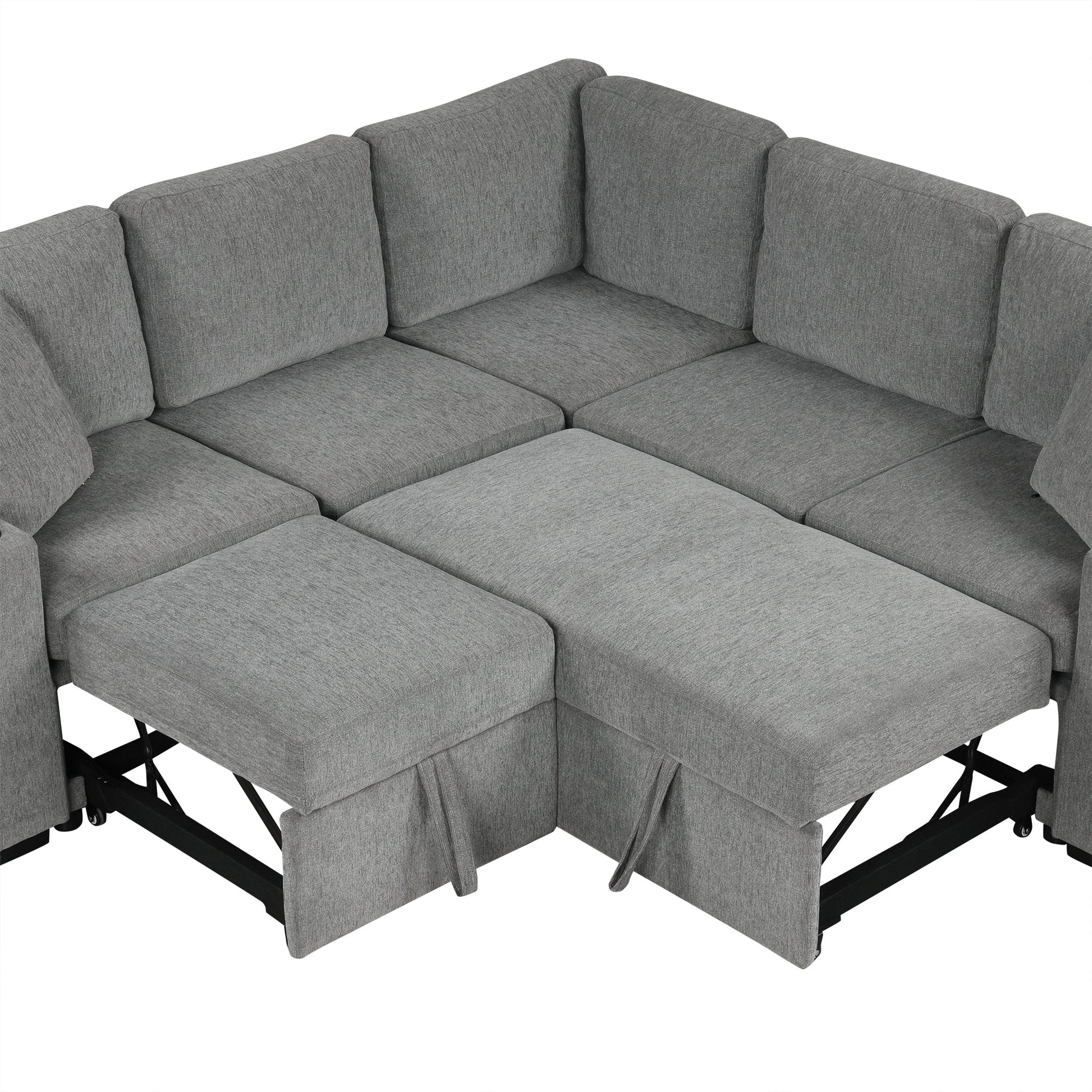 109.1' Sectional Sofa Convertible Pull-out Sofa Bed with Storage Ottoman Streamdale Furniture