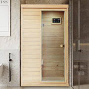 Natural Hemlock Wood | Mini One Person | Right Door Far Infrared Sauna - Fluent Trends