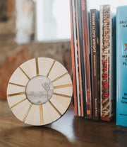 Mukhendu 3x3 Round Picture Frame - Carved Bone, Brass Accents - Fluent Trends