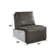 Metier Gray Top Grain Leather & Aluminum Power Motion Recliner - Fluent Trends
