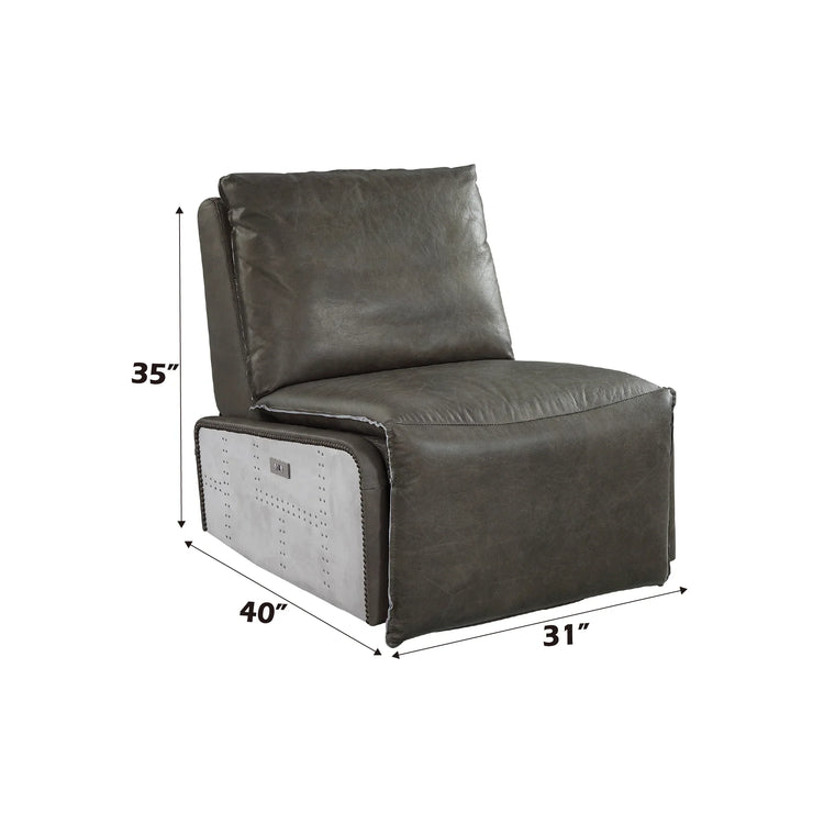 Metier Gray Top Grain Leather & Aluminum Power Motion Recliner - Fluent Trends