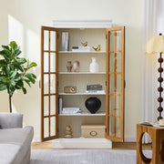 Rustic Style Display Curio Cabinet with Lattice Window Doors - Fluent Trends