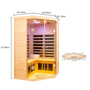 Deluxe Hemlock Far Infrared Corner Sauna Room with Glass Front for Two Persons - Fluent Trends