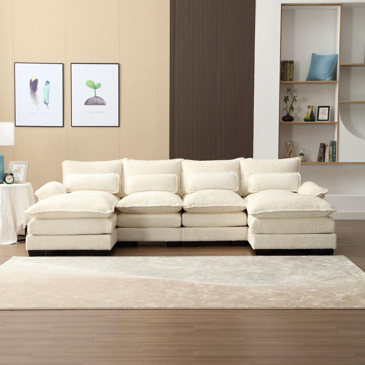Modern Large chenille Fabric U-Shape Sectional Sofa Streamdale Furniture