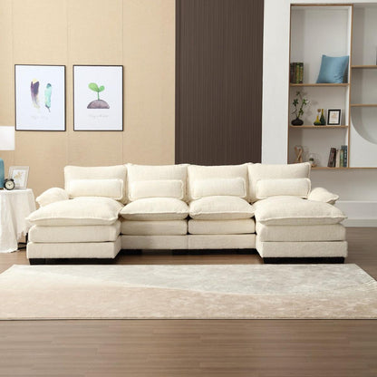 Modern Large chenille Fabric U-Shape Sectional Sofa Streamdale Furniture