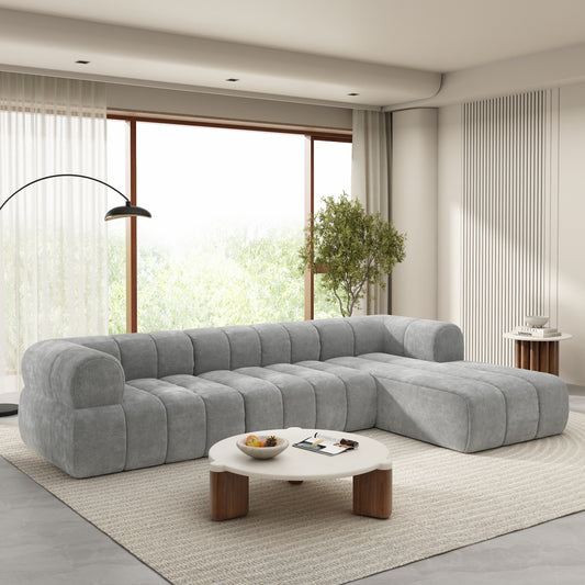 122' Modern L-Shaped Sectional Sofa with High-Density Sponge Right Hand Facing
