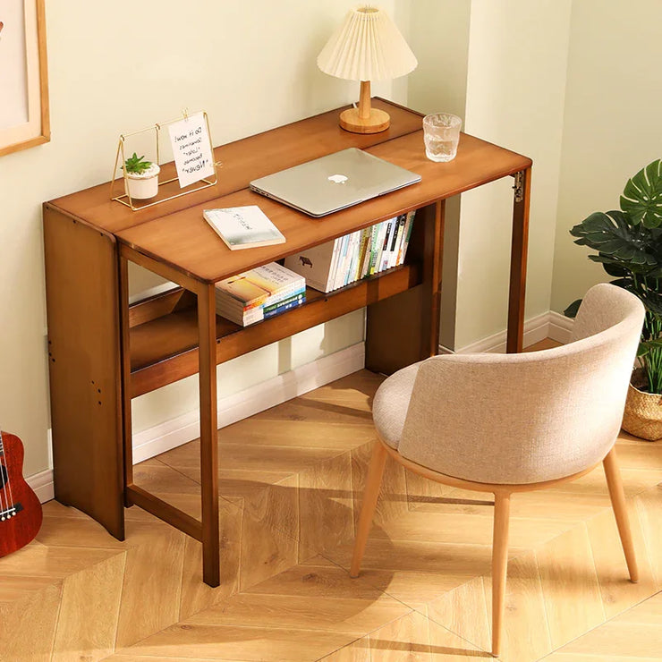 Bamboo Folding Desk,Space-Saving Computer Desk for Small Spaces, Foldable Study Table for Bedroom, Home Office, Dorm, Apartment (Brown) - Fluent Trends