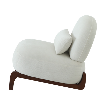 Modern White Velvet Armless Accent Chair with Solid Wood Legs - Fluent Trends