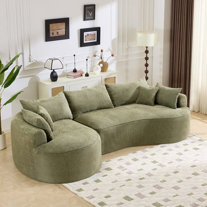 Minimalist Chenille Sectional Sofa | Modern & Stylish | Green