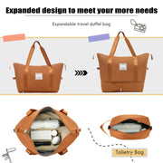 Orange Softside Expandable 3-Piece Luggage Set with Duffel Bag, Spinner Suitcases & TSA Lock - Fluent Trends