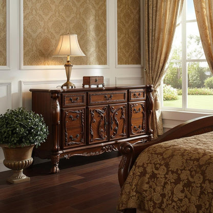 43" Brown Solid Wood Five Drawer Standard Chest