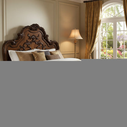 Brown Scrolling Wood California King Bed Frame