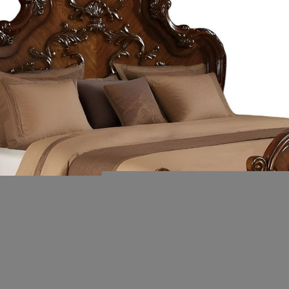 Brown Scrolling Wood California King Bed Frame