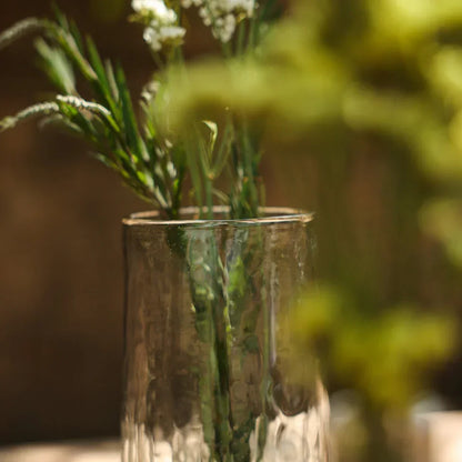 Tall Glass Vase - Pebbled Texture Clear Design for Branches & Stems