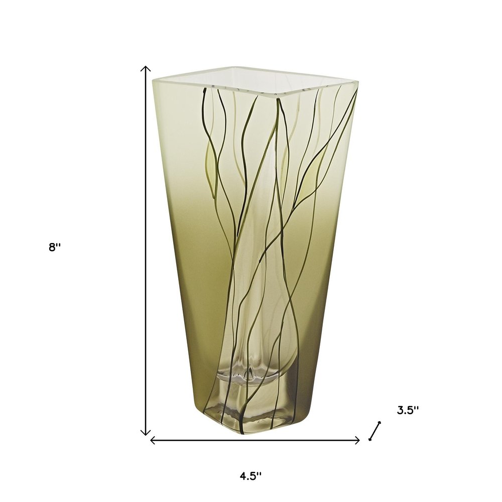 8" Green Cylinder Crystal Glass Table Vase - Fluent Trends Vases