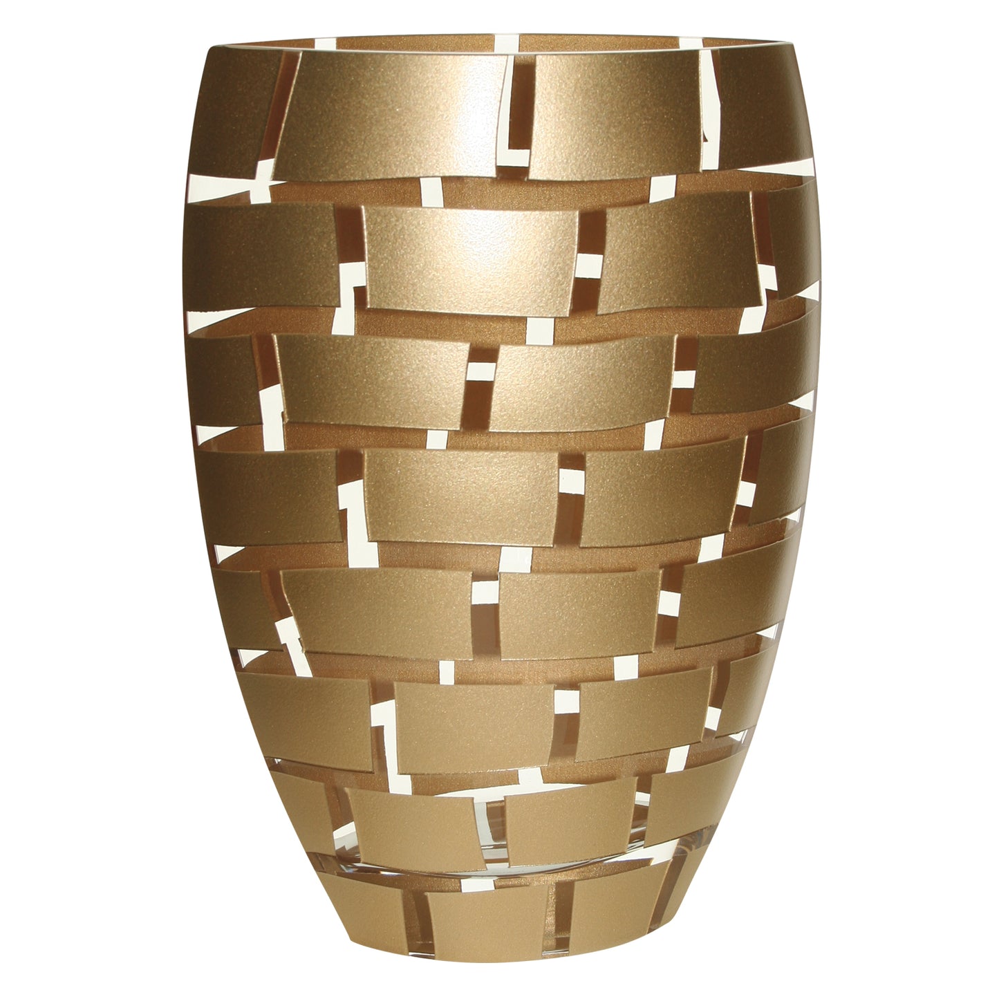 12" Gold Cylinder Lead Free Crystal Table Vase