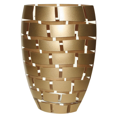 12" Gold Cylinder Lead Free Crystal Table Vase