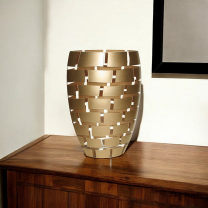 12" Gold Cylinder Lead Free Crystal Table Vase