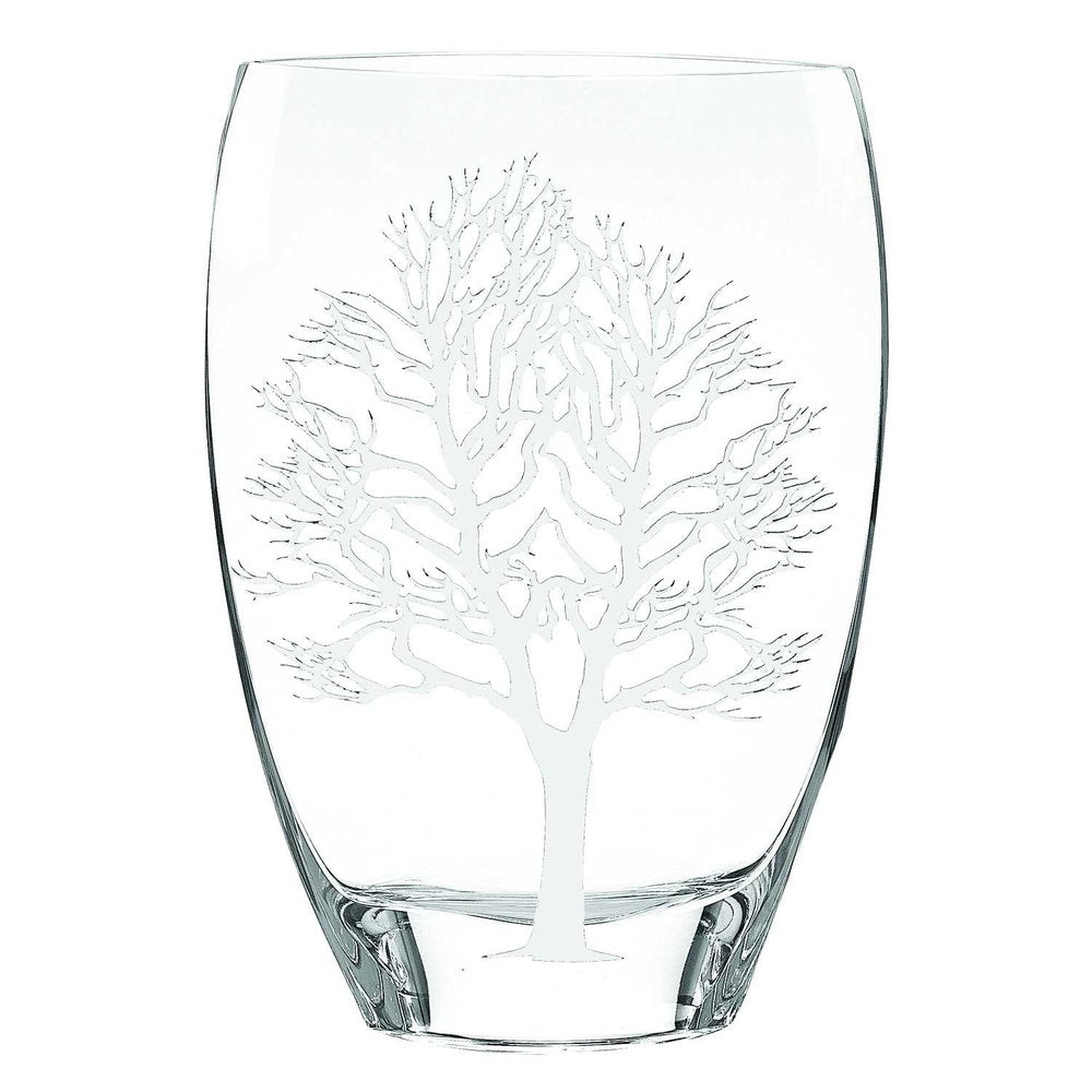 12" Clear And White Tree Of Life Oval Lead Free Crystal Table Vase HomeRoots
