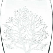 12" Clear And White Tree Of Life Oval Lead Free Crystal Table Vase - Fluent Trends