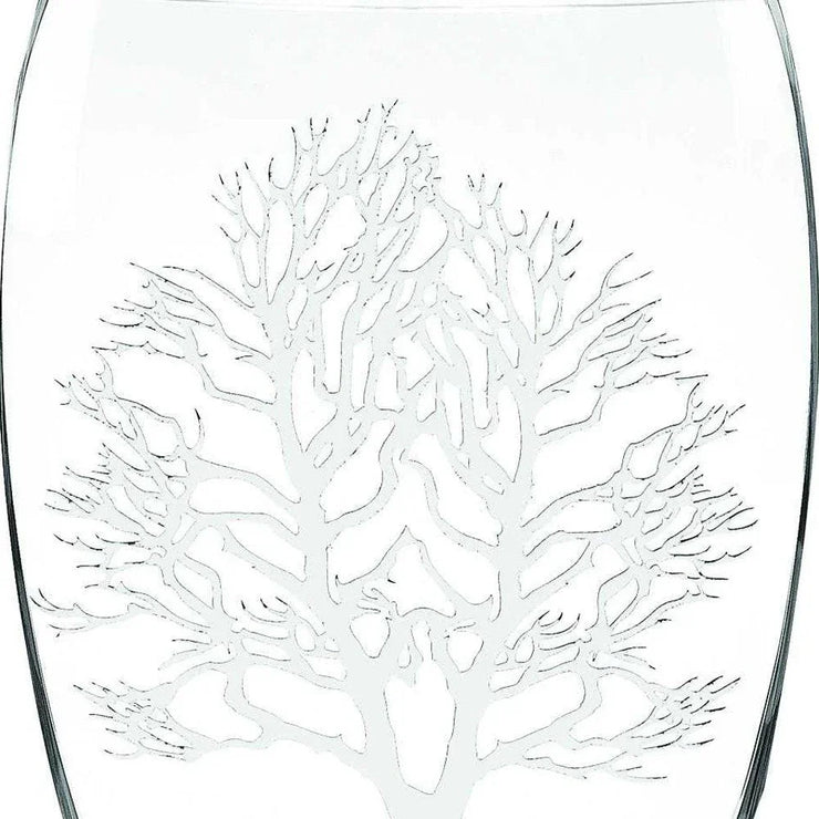 12" Clear And White Tree Of Life Oval Lead Free Crystal Table Vase - Fluent Trends