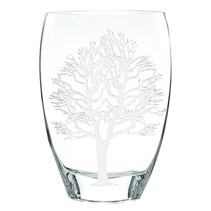 12" Clear And White Tree Of Life Oval Lead Free Crystal Table Vase HomeRoots