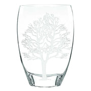 12" Clear And White Tree Of Life Oval Lead Free Crystal Table Vase - Fluent Trends