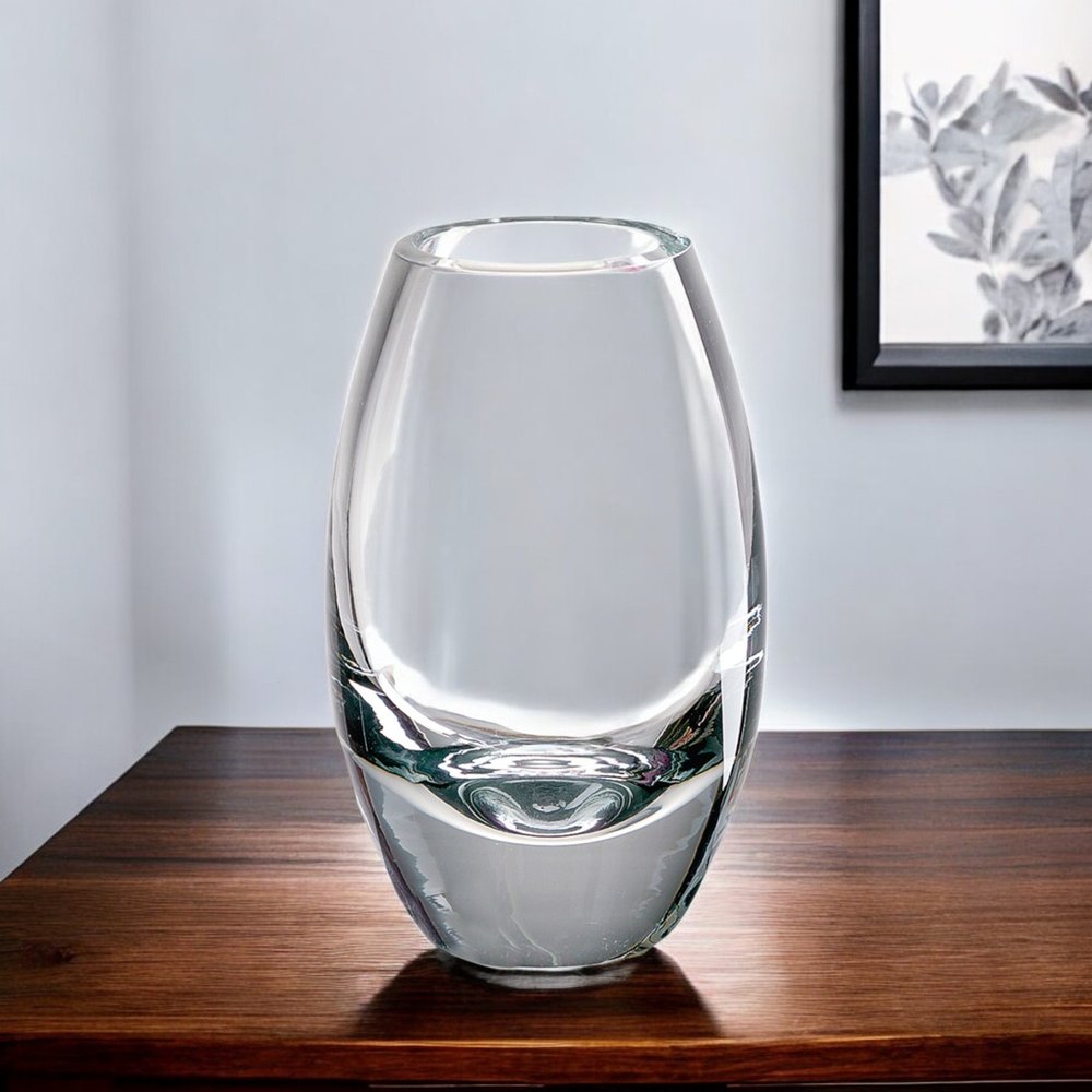 9" Clear Oval Lead Free Crystal Table Vase - Fluent Trends
