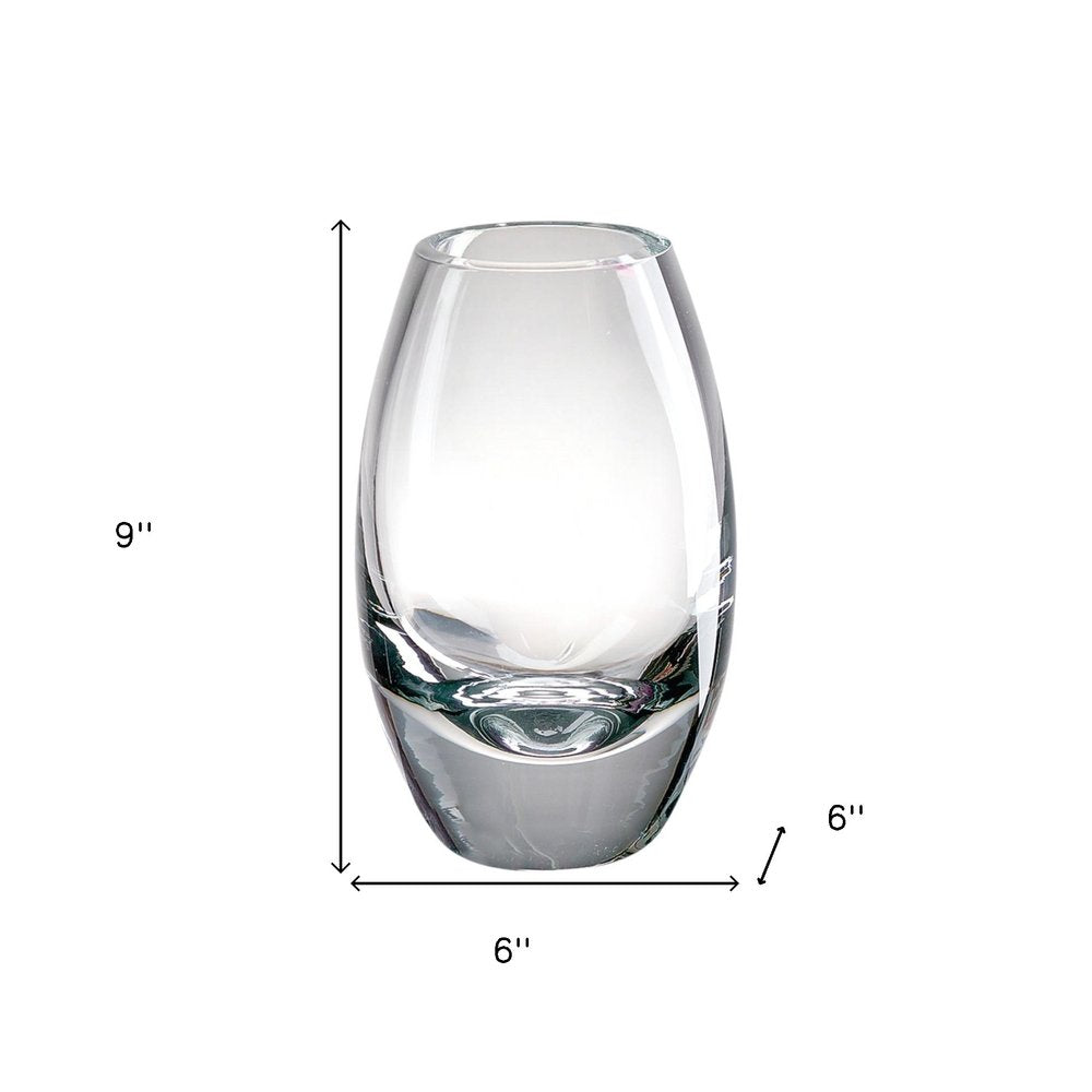 9" Clear Oval Lead Free Crystal Table Vase - Fluent Trends Vases