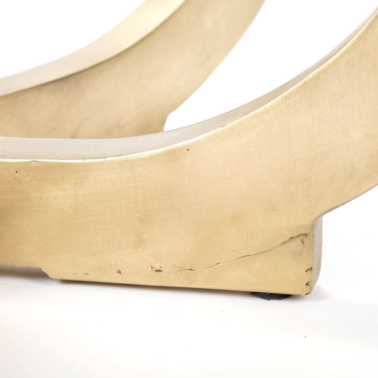 48" White And Gold Rounded Marble And Metal Pedestal Base Dining Table - Fluent Trends Dining Tables