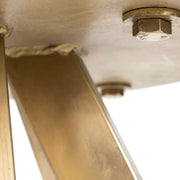 48" White And Gold Rounded Marble And Metal Pedestal Base Dining Table - Fluent Trends Dining Tables