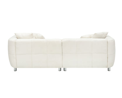 89" 3-Seater Sofa Couch - Off White Cotton Linen with Metal Legs & 4 Pillows - Fluent Trends
