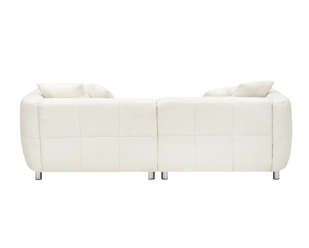 89" 3-Seater Sofa Couch - Off White Cotton Linen with Metal Legs & 4 Pillows - Fluent Trends