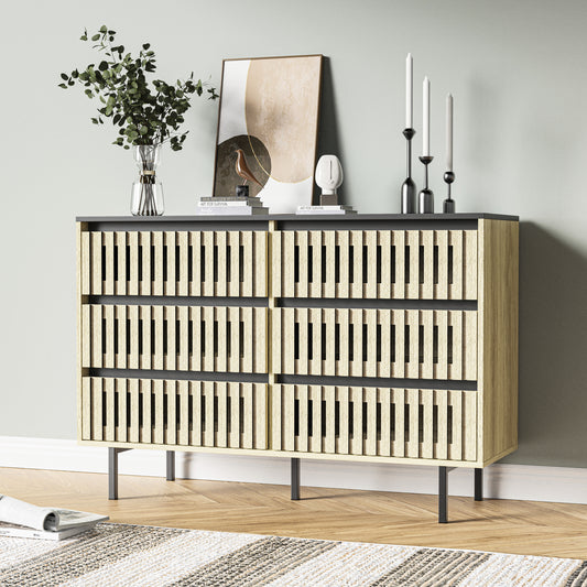 Fluted Bedroom 6 Modern Minimalist Drawer Dresser Two-tone Design