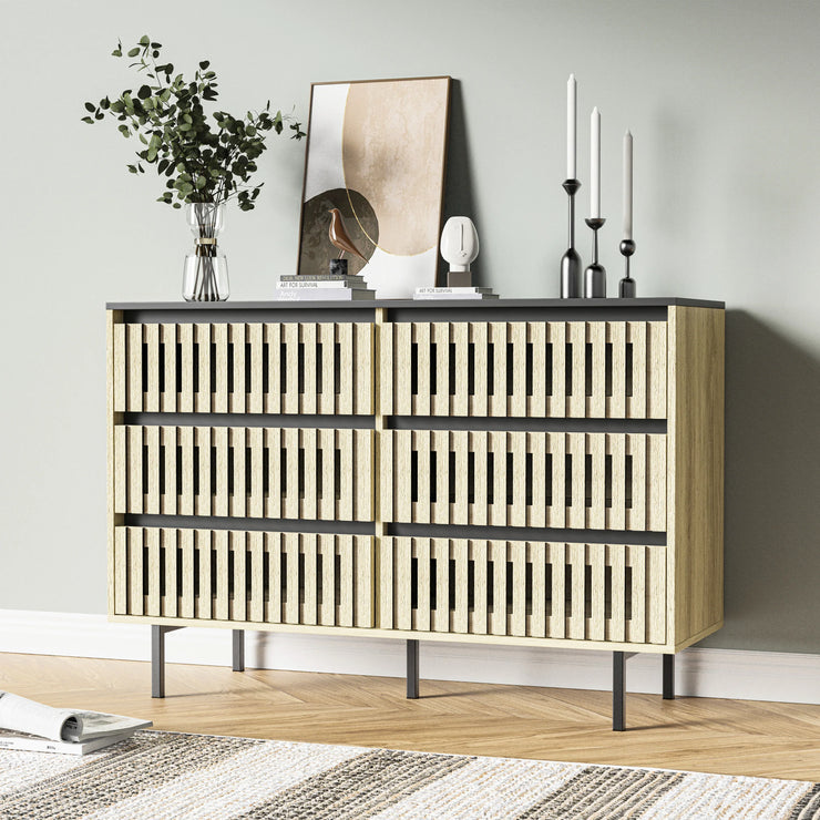Fluted Bedroom 6 Modern Minimalist Drawer Dresser Two-tone Design - Fluent Trends