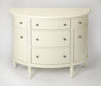 41" White Solid Wood Demilune Sideboard