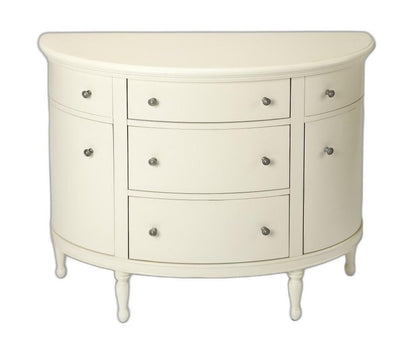 41" White Solid Wood Demilune Sideboard