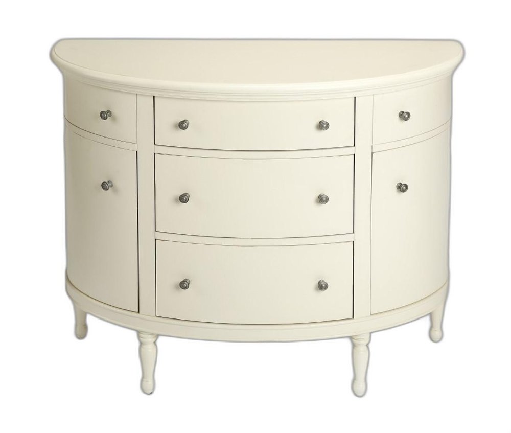 41" White Solid Wood Demilune Sideboard