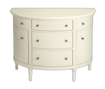 41" White Solid Wood Demilune Sideboard