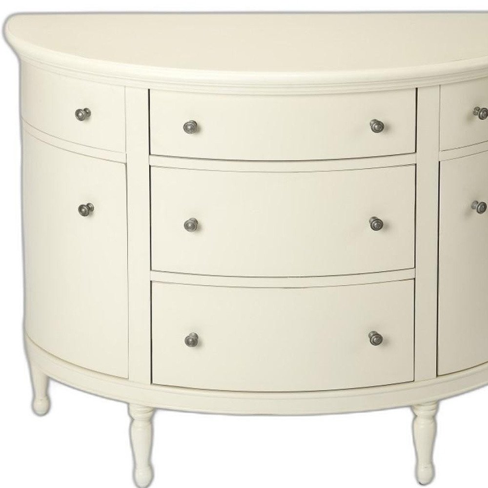 41" White Solid Wood Demilune Sideboard