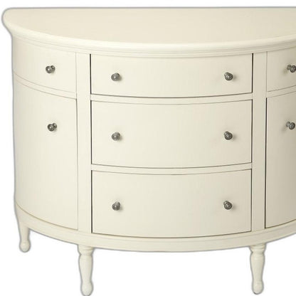 41" White Solid Wood Demilune Sideboard