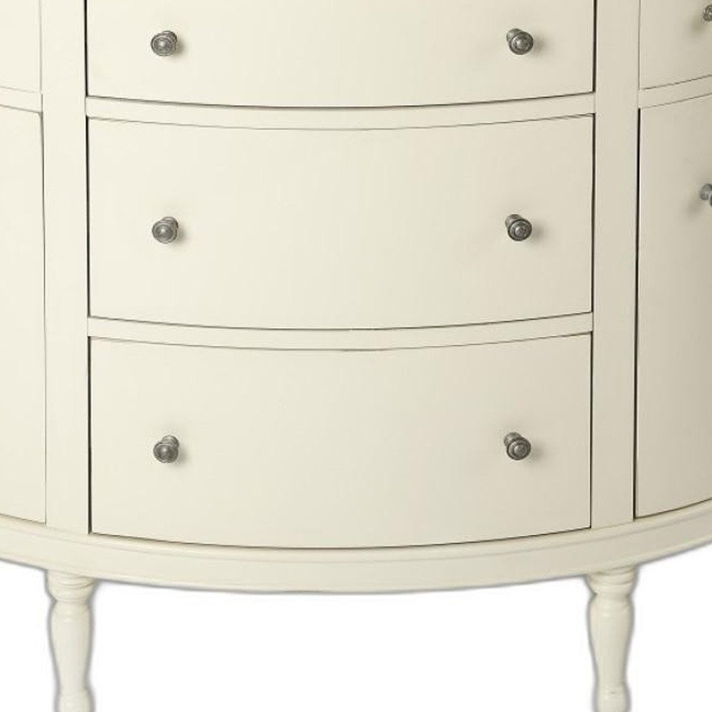 41" White Solid Wood Demilune Sideboard
