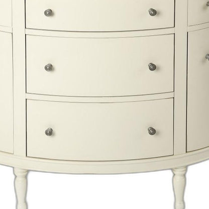 41" White Solid Wood Demilune Sideboard