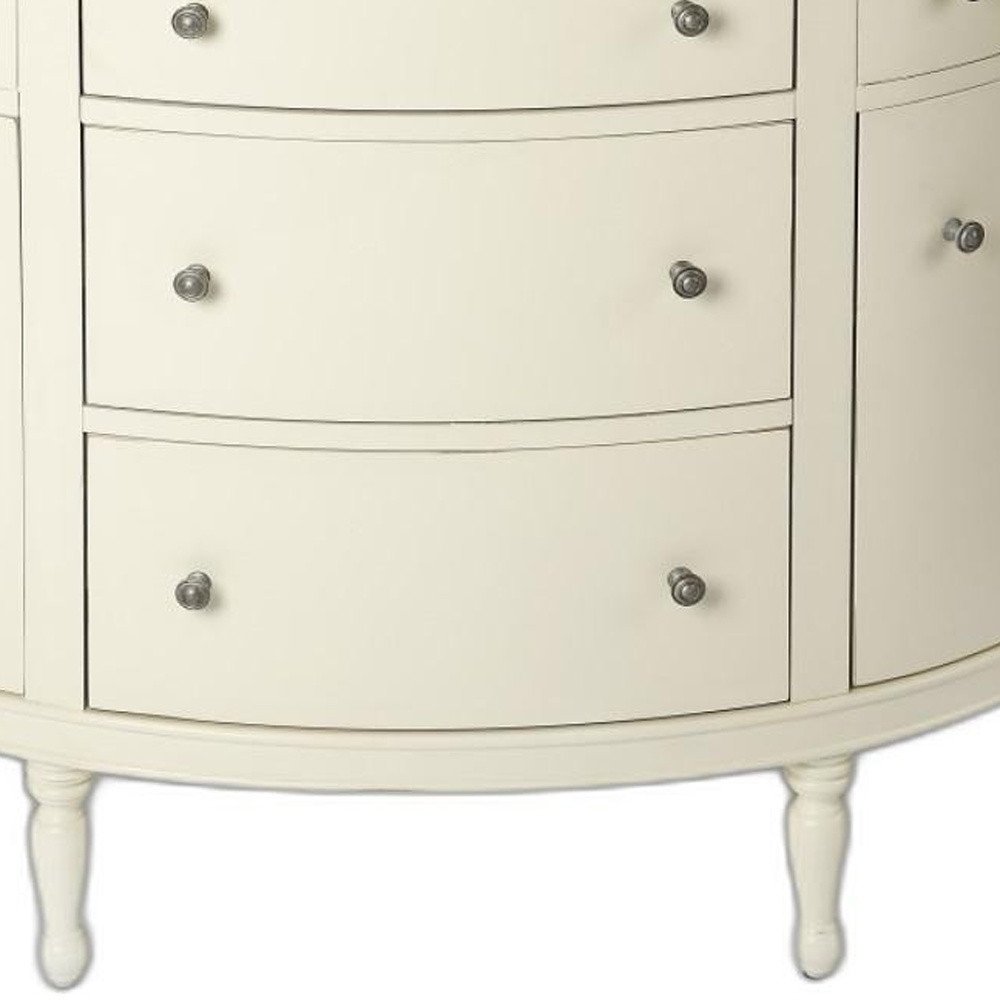41" White Solid Wood Demilune Sideboard