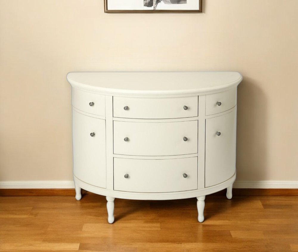 41" White Solid Wood Five Drawer Sideboard with Two Doors - Fluent Trends Sideboards