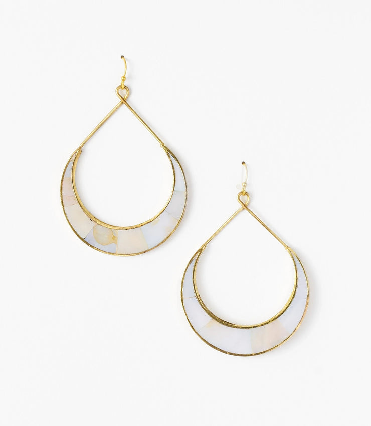 Rajani Crescent Mother of Pearl Hoop Earrings - Fluent Trends