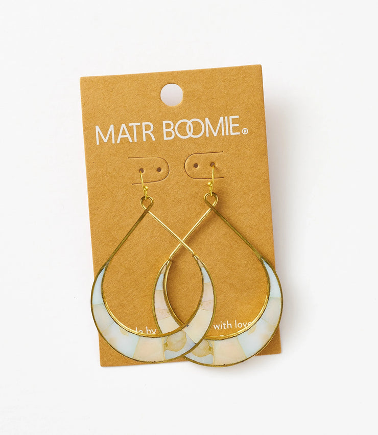 Rajani Crescent Mother of Pearl Hoop Earrings - Fluent Trends