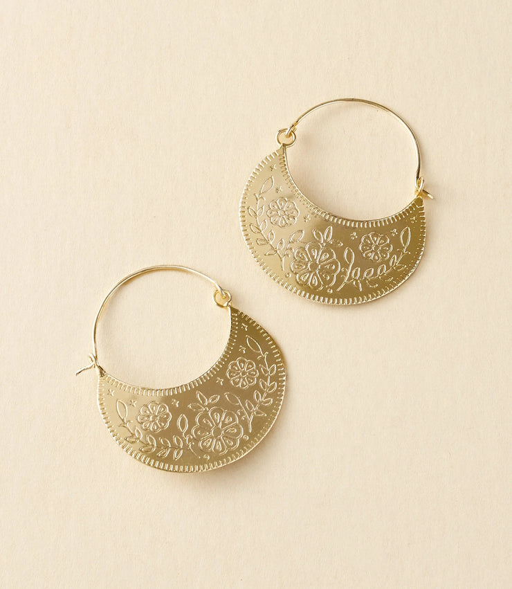 Haveli Etched Hoop Earring, Silver-toned brass - Fluent Trends
