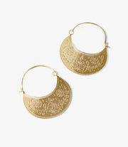 Haveli Etched Hoop Earring, Silver-toned brass - Fluent Trends